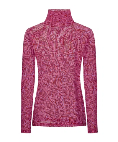 Dries Van Noten High-neck Long Sleeved Top In Pink
