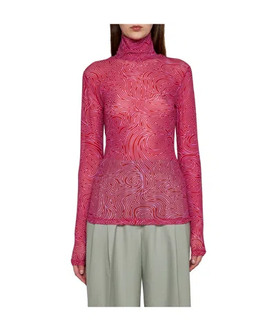 Dries Van Noten High-neck Long Sleeved Top In Pink