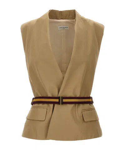 Dries Van Noten Adjustable Vest In Brown