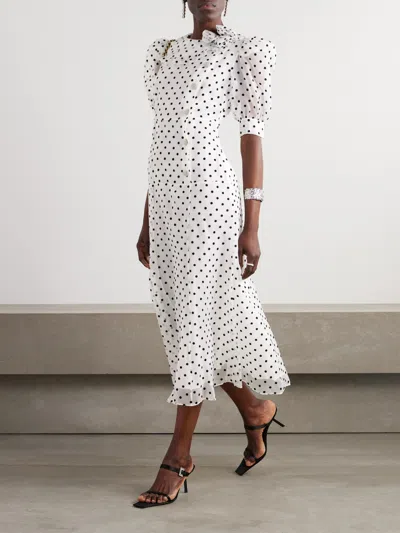 Alessandra Rich Polka-dot Dress In White