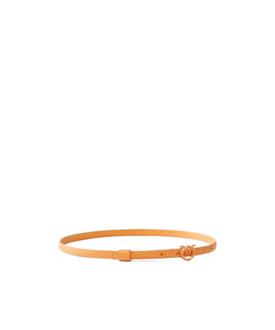 Pinko Love Berry H1 Leather Belt In Orange