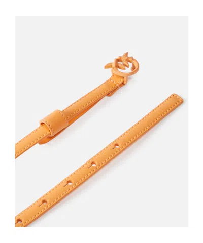 Pinko Love Berry H1 Leather Belt In Orange