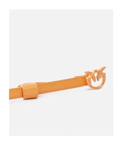 Pinko Love Berry H1 Leather Belt In Orange