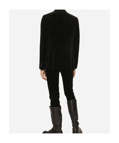 Dolce & Gabbana Tailored Suit Three Piece Velvet Texture In Black