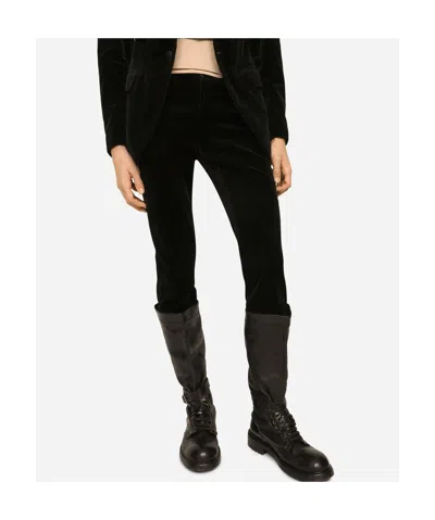 Dolce & Gabbana Tailored Suit Three Piece Velvet Texture In Black