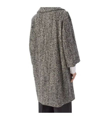 Dolce & Gabbana Double-breasted Herringbone Coat In Gray