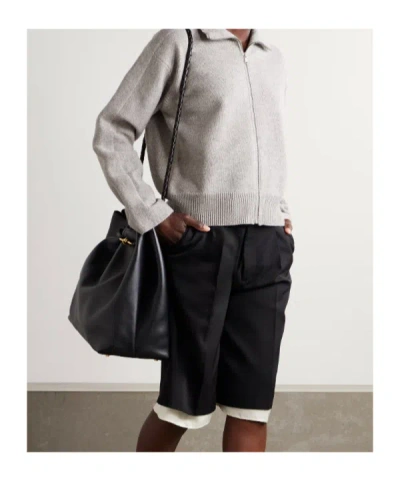 Jil Sander High-neck Zip-front Cardigan In Gray