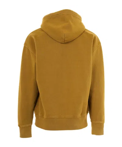 Msgm Logo Printed Drawstring Hoodie In Yellow
