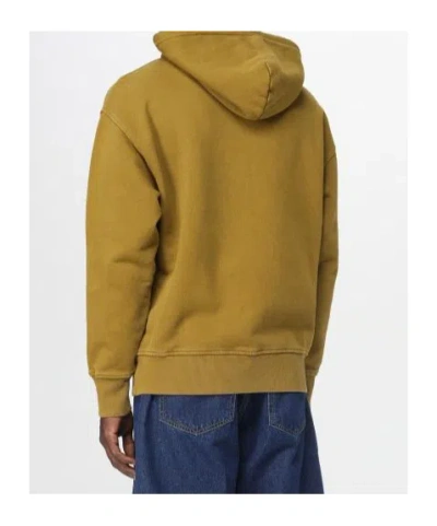 Msgm Logo Printed Drawstring Hoodie In Yellow