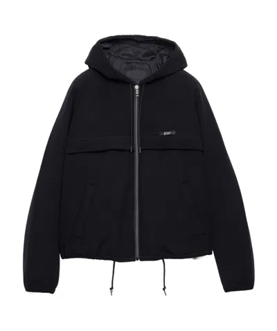 Prada Hooded Technical Fabric Blouson Jacket In Black