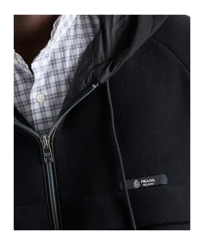 Prada Hooded Technical Fabric Blouson Jacket In Black