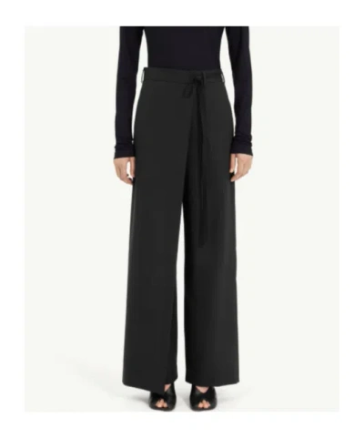Mm6 Maison Margiela Tie Detail Wide-leg Tailored Trousers In Blue
