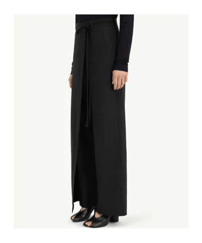Mm6 Maison Margiela Tie Detail Wide-leg Tailored Trousers In Blue