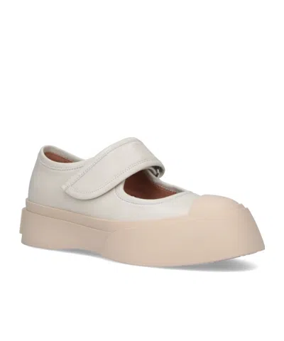 Marni Minimalist White Sneakers With Wide Strap Closure In Pink