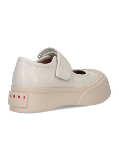 Marni Minimalist White Sneakers With Wide Strap Closure In Pink