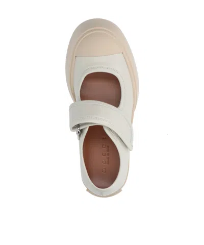 Marni Minimalist White Sneakers With Wide Strap Closure In Pink