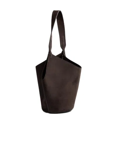 Khaite Distinctive Brown Calfskin Leather Tote With Gold Chain Detail In Brown