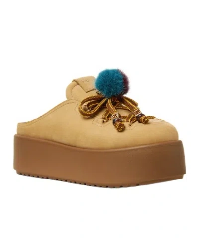 Fendi Apres Chic Light Brown Nubuck Leather Sabots In Brown