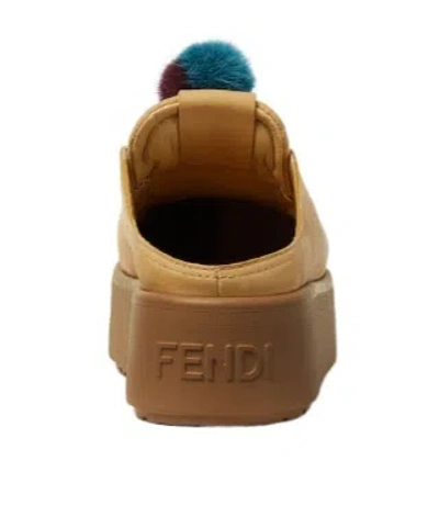 Fendi Apres Chic Light Brown Nubuck Leather Sabots In Brown