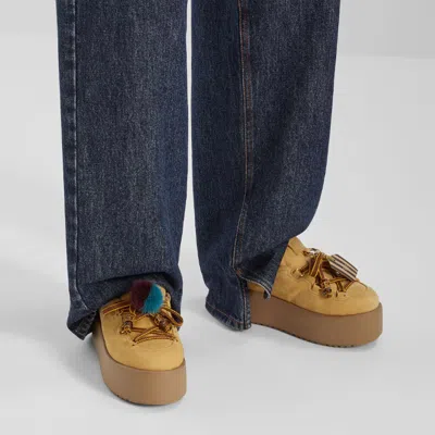 Fendi Apres Chic Light Brown Nubuck Leather Sabots In Brown