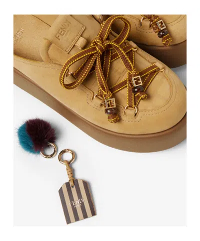 Fendi Apres Chic Light Brown Nubuck Leather Sabots In Brown