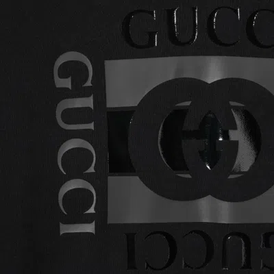 Gucci Men Black Sweatshirt With Hood With Drawstring And Front Logo In Cotton Man In Multi