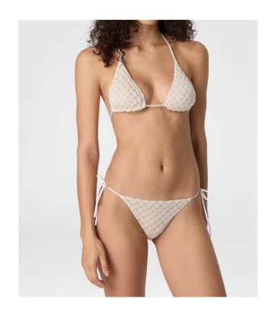 Missoni Triangle Bikini In Lame Viscose With Raschel Workmanship In Neutral