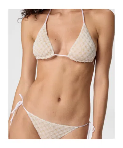 Missoni Triangle Bikini In Lame Viscose With Raschel Workmanship In Neutral