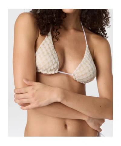 Missoni Triangle Bikini In Lame Viscose With Raschel Workmanship In Neutral