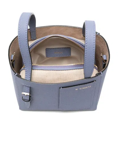 Valextra Micro Leather Bucket Bag In Blue