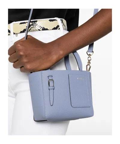 Valextra Micro Leather Bucket Bag In Blue