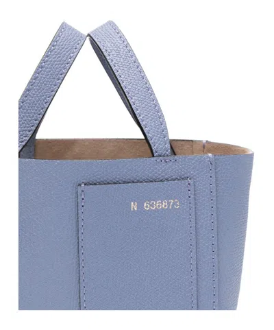 Valextra Micro Leather Bucket Bag In Blue