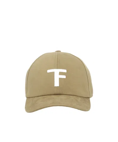 Tom Ford Logo Canvas Baseball Cap In Brown