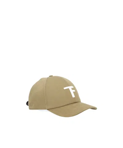 Tom Ford Logo Canvas Baseball Cap In Brown