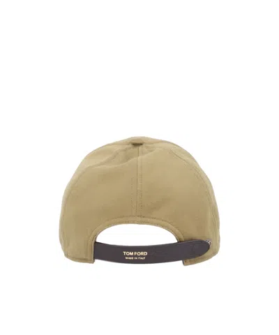Tom Ford Logo Canvas Baseball Cap In Brown