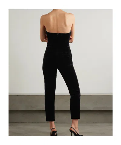 Blazé Milano Clyde Strapless Velvet Jumpsuit In Black