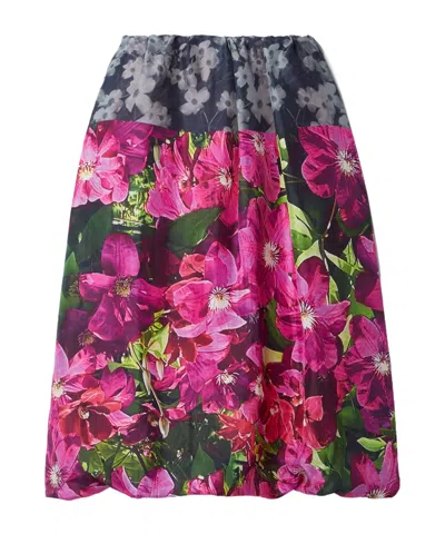 Dries Van Noten Gathered Floral Print Midi Skirt In Multi