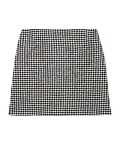 Blazé Milano Coci Velvet-trimmed Houndstooth Wool Mini Skirt In Black