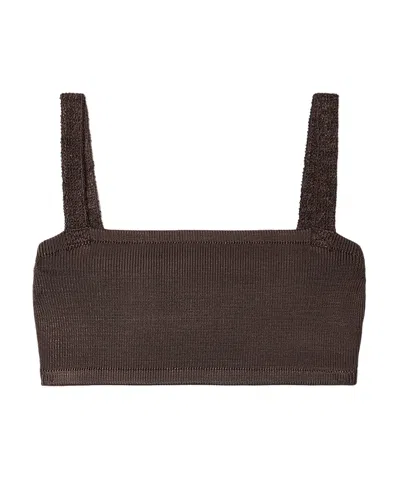 Calle Del Mar Stretch Knit Cropped Bra Top In Black