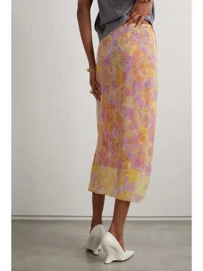 Dries Van Noten Floral Print Midi Skirt In Brown
