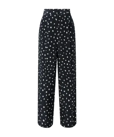 Blazé Milano Mariquita Fox Pleated Printed Silk Crepe De Chine Tapered Pants In Black