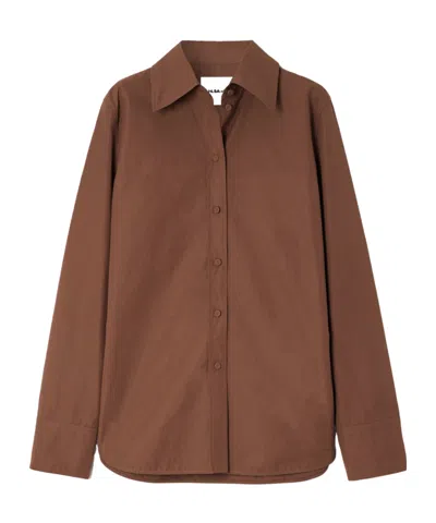 Jil Sander Button-down Long-sleeve Shirt In Brown