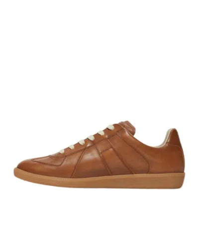 Maison Margiela Replica Leather Sneakers In Brown