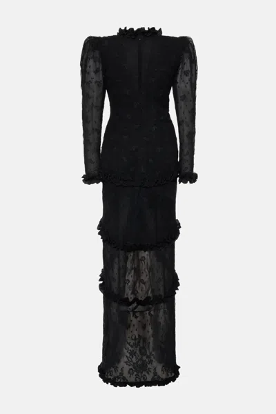 Alessandra Rich Lace V-neck Dress In Black