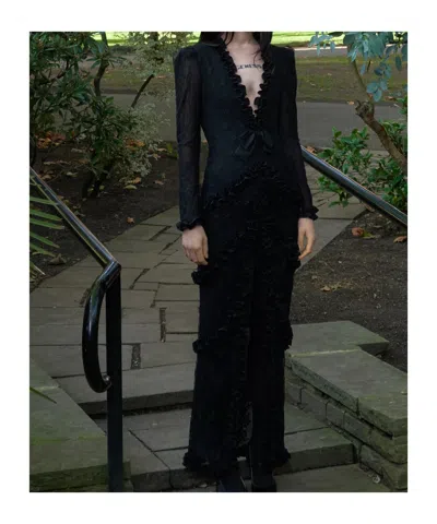 Alessandra Rich Lace V-neck Dress In Black