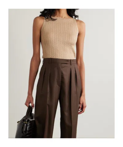 Loro Piana Rimella Cable-knit Cashmere And Silk-blend Top In Brown