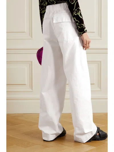 Dries Van Noten Cotton-canvas Wide-leg Cargo Pants In White