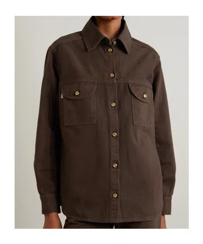 Blazé Milano Berber Embroidered Denim Shirt In Brown