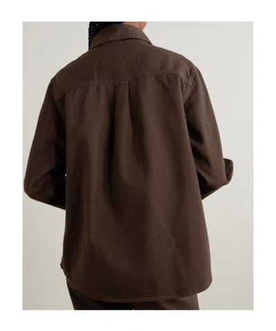 Blazé Milano Berber Embroidered Denim Shirt In Brown