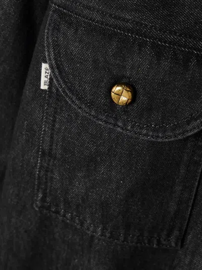 Blazé Milano Berber Embroidered Denim Shirt In Black